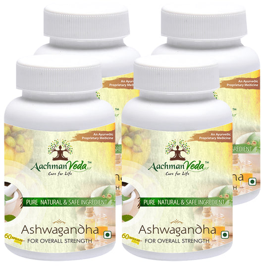 Aachman Veda Ashwagandha Capsule 500mg for Overall Strength (60 Each)
combo pack of 4 bottles