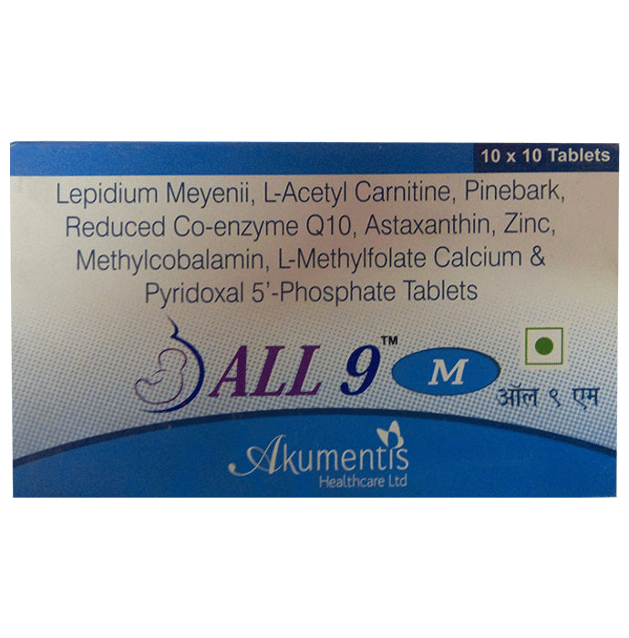 All 9 M Tablet
strip of 10 tablets