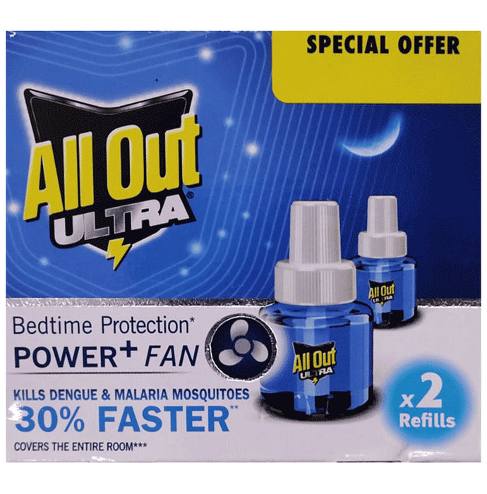 All Out Ultra Bedtime Protection Power+ Fan Refill Pack (45ml Each)
box of 2 units