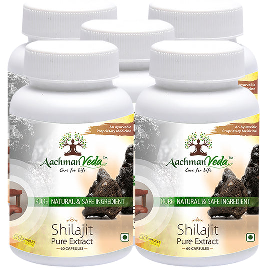 Aachman Veda Shilajit Pure Extract Capsule (60 Each)
combo pack of 5 bottles