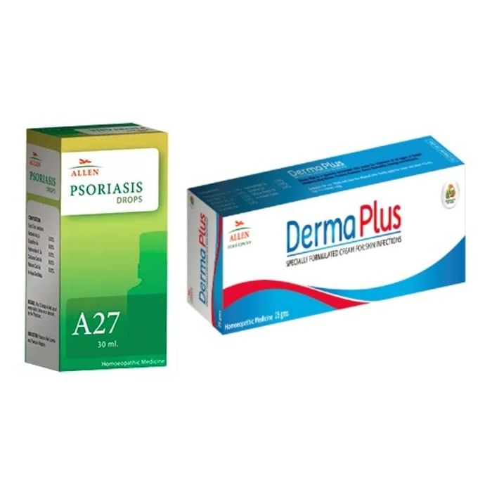 Allen Anti Psoriasis Combo Pack of A27 Psoriasis Drop 30ml & Derma Plus Cream 25gm
combo pack of 2 Packs