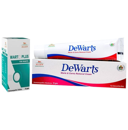 Allen Anti Warts Combo Pack of Warto Plus 30gm Tablet & Dewarts Cream 25gm
combo pack of 2 Packs