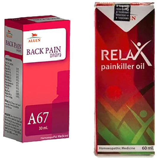 Allen Back Pain Care Combo Pack of A67 Back Pain Drop 30ml & Relax Pain Killer Oil 60ml
combo pack of 2 bottles