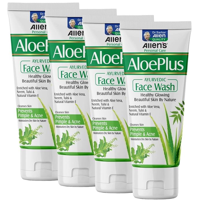 Allen Laboratories Aloe Plus Face Wash (100ml Each)
combo pack of 4 Tubes