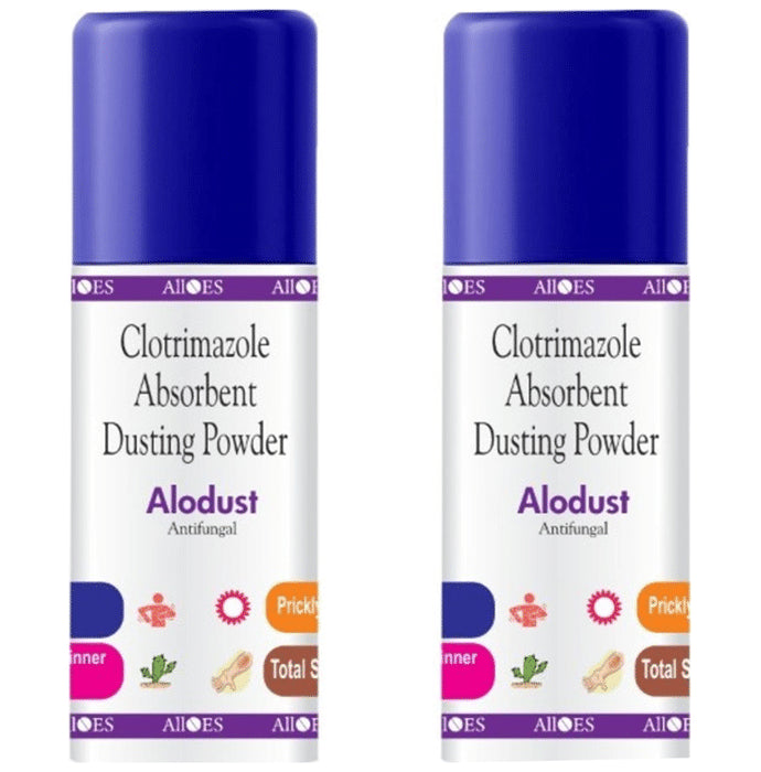 Alloes Alodust Antifungal Clotrimazole Absorbent Powder (100gm Each)
combo pack of 2 bottles