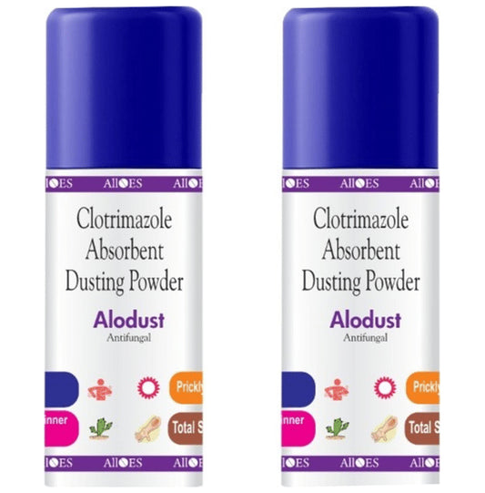 Alloes Alodust Antifungal Clotrimazole Absorbent Powder (100gm Each)
combo pack of 2 bottles