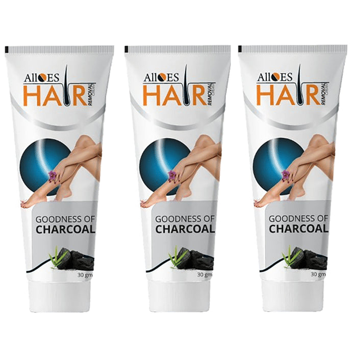 Alloes Hair Removal Cream with Goodness of Charcoal (30gm Each)
combo pack of 3 Tubes