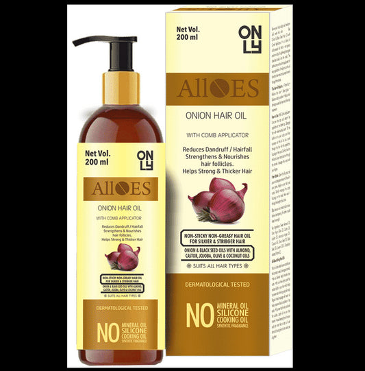 Alloes Onion Hair Oil with Comb Applicator
pump bottle of 200 ml Oil