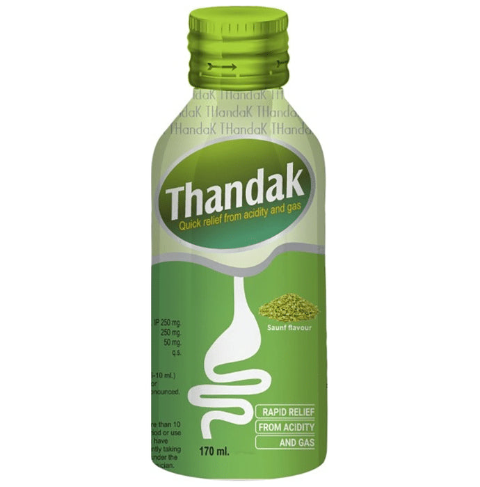 Alloes Thandak Acidity and Gas Relief Saunf
bottle of 170 ml Liquid