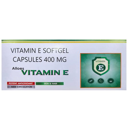 Alloes Vitamin E Softgel Capsules (10 Each)
combo pack of 2 strips