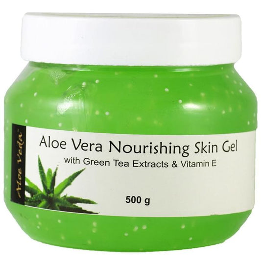 Aloe Veda Nourishing Aloe Vera Gel (with Green Tea Extracts & Vitamin E)
jar of 500 gm Gel