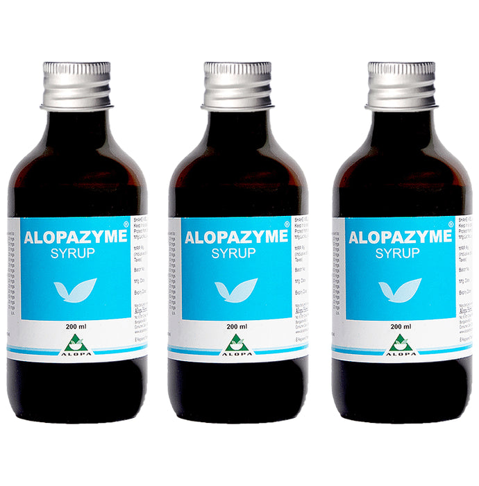 Alopazyme Syrup for Bloating, Indigestion and Gastric Relief (200ml Each)
combo pack of 3 bottles