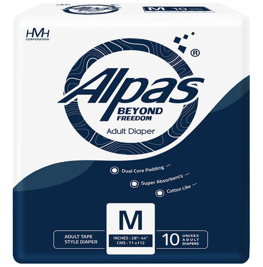 Alpas Beyond Freedom Adult Diaper 28-44 inches Medium
packet of 10 diapers