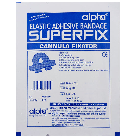 Alpha Elastic Adhesive Bandage Superfix Cannula Fixator
packet of 1 Bandage