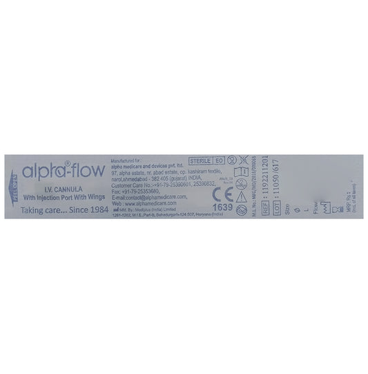 Alpha Flow IV Cannula 22G
packet of 1 Cannula