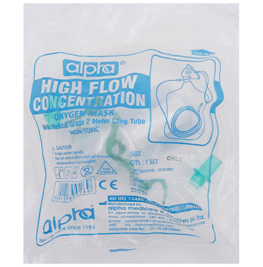 Alpha High Flow Concentration Oxygen Mask
packet of 1 Unit
