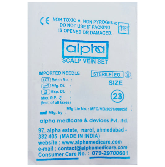 Alpha Scalp Vein Set 23G
packet of 1 Unit