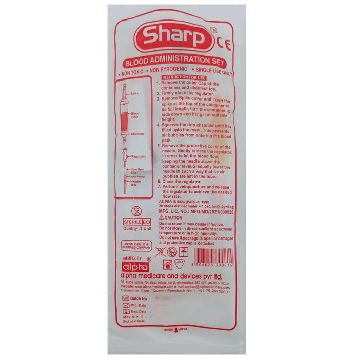 Alpha Sharp Blood Administration Set
packet of 1 Unit