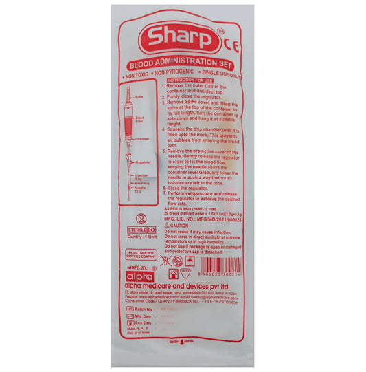 Alpha Sharp Blood Administration Set
packet of 1 Unit