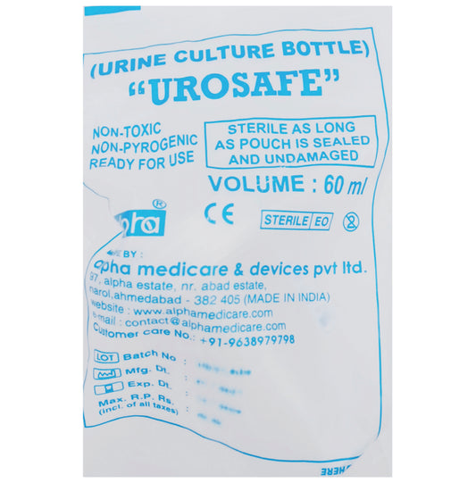 Alpha Urosafe Urine Culture Bottle
packet of 60 ml Bottle
