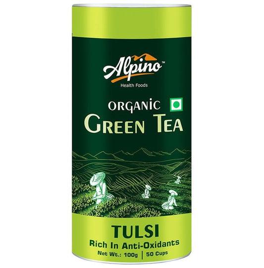 Alpino Organic Green Tea (100gm Each) Tulsi
box of 1 Jar