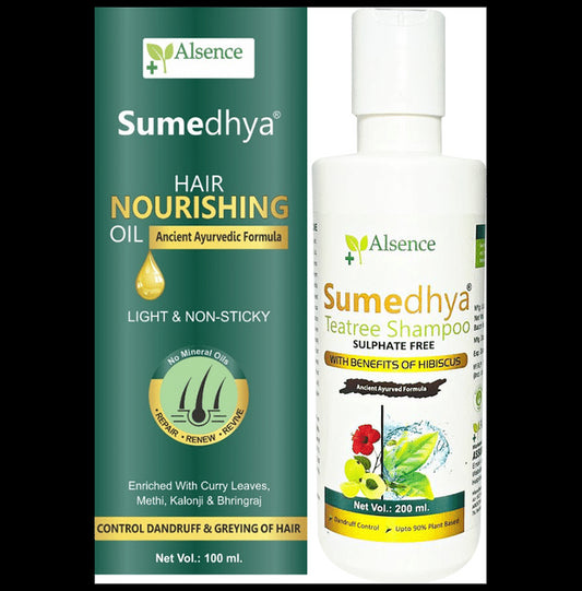 Alsence Combo Pack of Sumedhya Hair Nourishing Oil (100ml) and Sumedhya Teatree Shampoo (200ml)
combo pack of 2 Packs