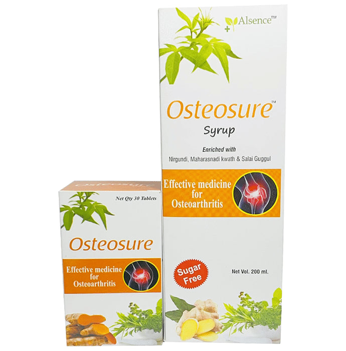 Alsence Osteosure Sugar Free Syrup 200ml and Osteosure 30 Tablet
combo pack of 2 Packs