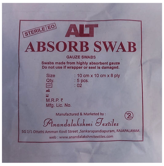 ALT Absorb Swab 10cm x 10cm x 8ply
packet of 5 swabs