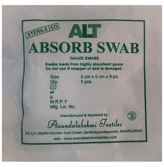 ALT Absorb Swab 5cm x 5cm x 8ply
packet of 5 swabs