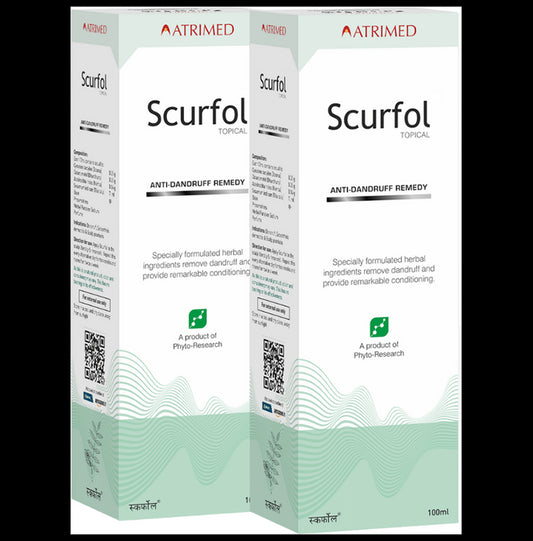 Atrimed Scurfol Topical Anti-Dandruff Shampoo (100ml Each)
combo pack of 2 shampoos