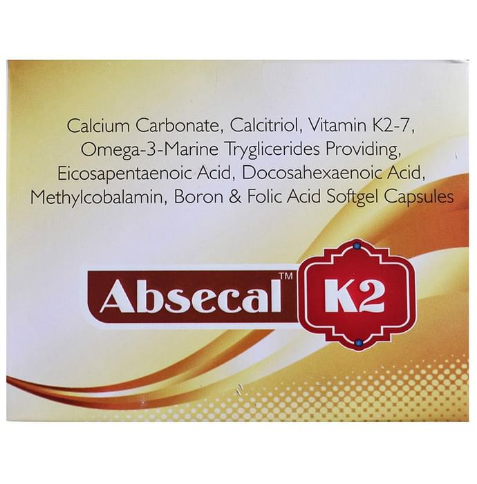 Absecal K2 Softgel Capsule
strip of 10 soft gelatin capsules