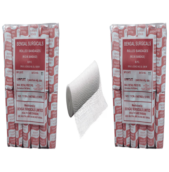 Absorbent Cotton Medical Gauze Roll Bandage (12 Each) 7.5cm x 5m
combo pack of 2 Packs
