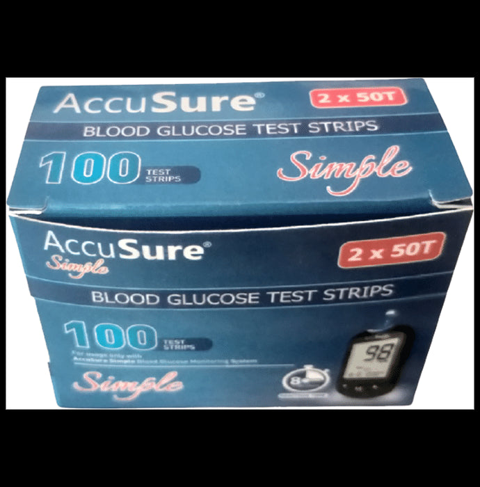 AccuSure Simple Blood Glucose Test Strip (Only Strip) | Diabetes Monitoring Devices
box of 100 Test Strips