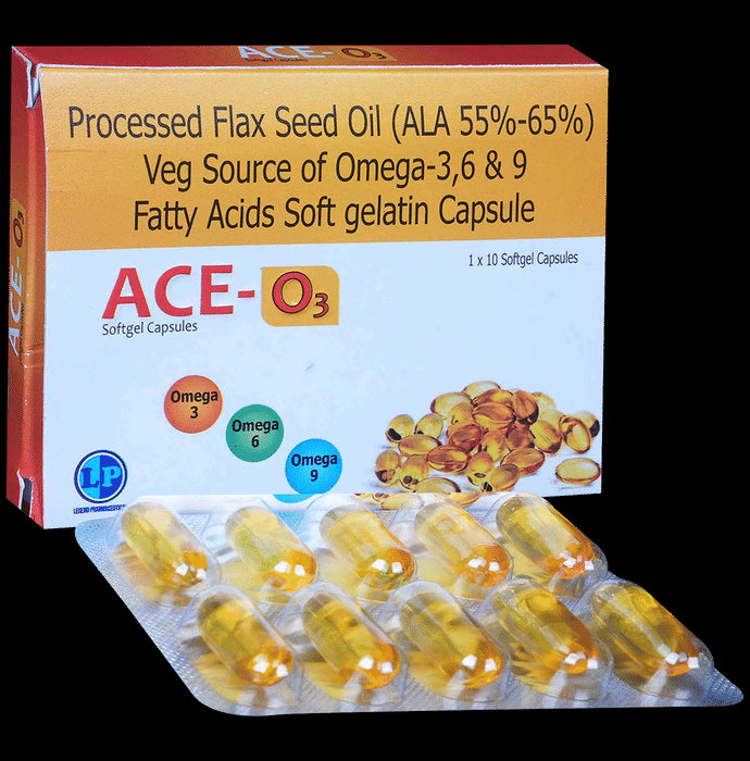 Ace-O3 Softgel Capsule
strip of 10 soft gelatin capsules