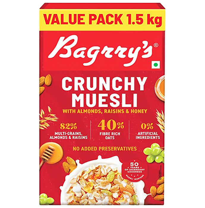 Bagrry's Crunchy Muesli with Almonds, Raisins & Honey
box of 1.5 kg Muesli