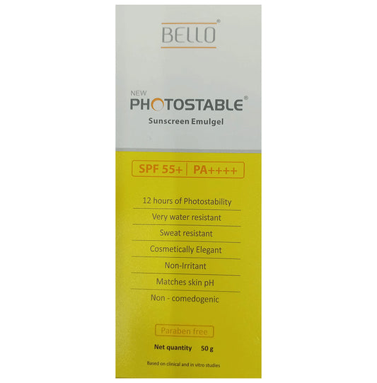 Bello New Photostable Sunscreen Emulgel SPF 55+ PA++++
tube of 50 gm Cream