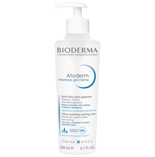 Bioderma Atoderm Intensive Gel | Ultra Soothing Cooling Care | For Very Dry, Irritated to Atopic Sensitive Skin
pump bottle of 200 ml Cream