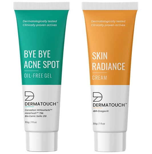 Dermatouch Combo Pack of Bye Bye Acne Spot Oil-Free Gel and Skin Radiance Cream (30gm Each)
combo pack of 2 Tubes