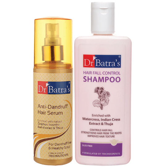 Dr Batra's Combo Pack of Anti-Dandruff Hair Serum 125ml and Hair Fall Control Shampoo 200ml
combo pack of 2 bottles
