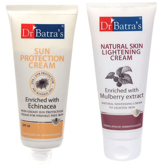Dr Batra's Combo Pack of Sun Protection Cream and Natural Skin Lightening Cream (100gm Each)
combo pack of 2 Tubes