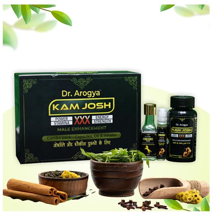 Dr. Arogya Combo Pack of Kam Josh 30 Capsule, Kam Josh Inhaler 30ml & Kam Josh Ayurvedic Male Enhacement Oil 15ml
box of 3 bottles