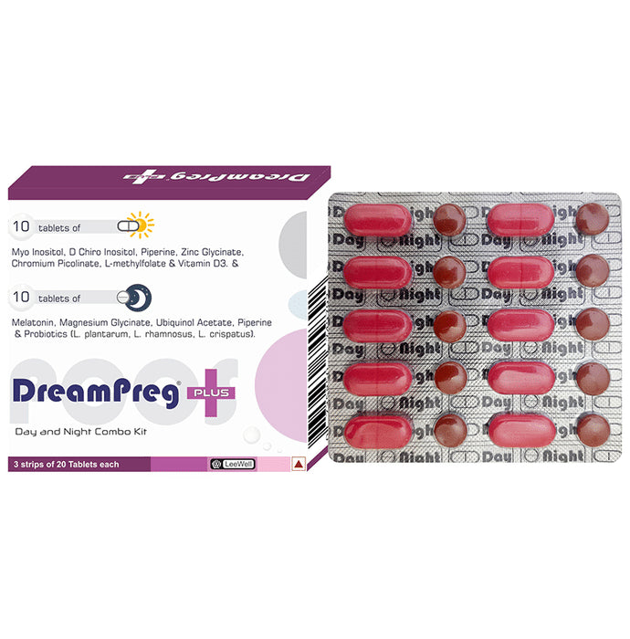Dream Preg Plus, Myo Inositol, Melatonin, Probiotics, Ovaries Hormones Balance, PCOD-PCOS Supplement Combo Tablet
strip of 20 tablets