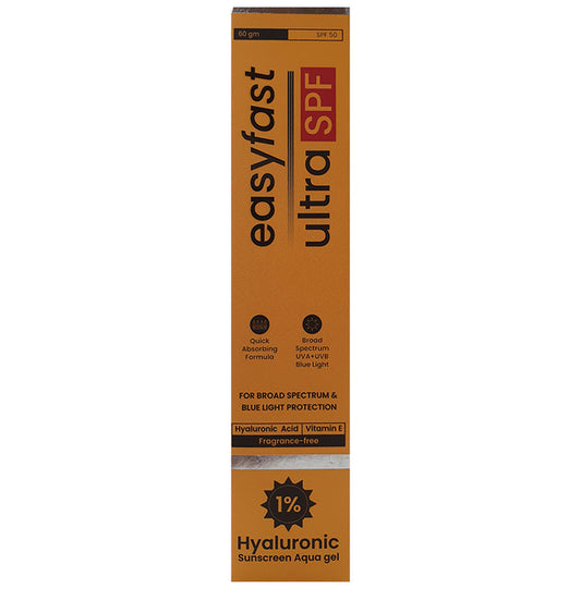 Easyfast Ultra SPF Hyaluronic Sunscreen Aqua Gel SPF 50
pump bottle of 60 gm Gel