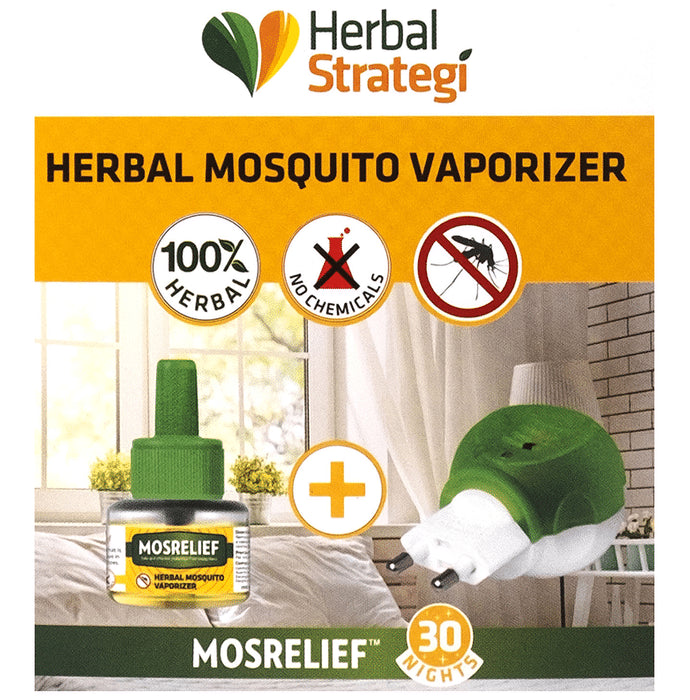 Herbal Strategi Mosrelief Herbal Mosquito Vaporizer Machine with Refill 40ml
box of 1 Kit