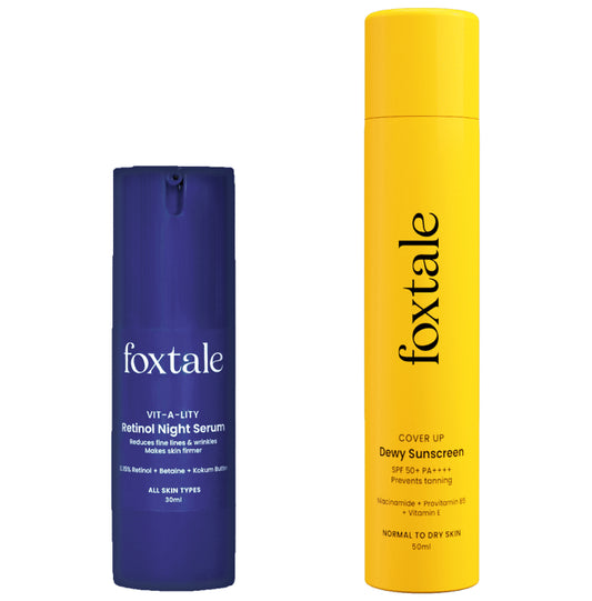 Foxtale Combo Pack of Retinol Night Serum 30ml and Dewy Sunscreen 50ml
combo pack of 2 bottles