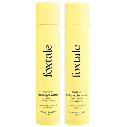 Foxtale Cover Up Mattifying Sunscreen SPF 50+ PA ++++ (50ml Each)
combo pack of 2 bottles