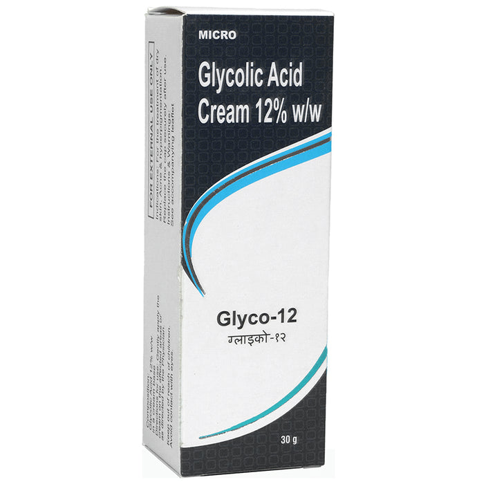 Glyco-12 Glycolic Acid Cream | For Dry Skin, Acne & Hyperpigmentation
tube of 30 gm Cream