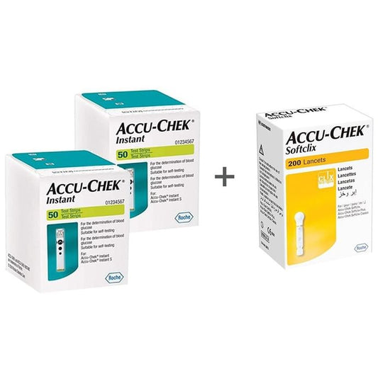Accu-Chek Combo Pack of 2 Pack Instant 50 Test Strip & 1 Pack 200 Softclix Lancet
combo pack of 3 units