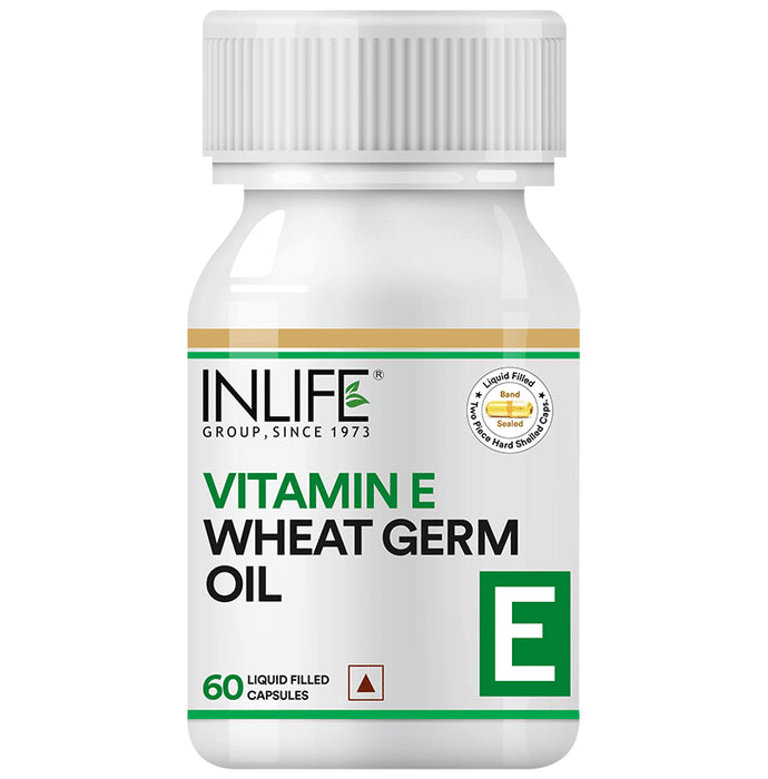 Inlife Vitamin E Wheat Germ Oil for Skin Health | Liquid Filled Capsule
bottle of 60 capsules