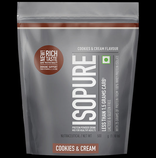 Isopure Whey Protein Isolate | Powder for Skin, Nails & Immunity | Flavour Cookies & Cream
packet of 500 gm Powder